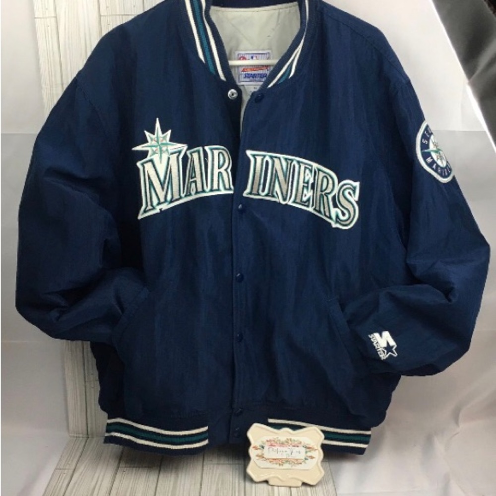 VTG 90s MLB SEATTLE MARINERS STARTER DIAMOND COLLECTION BOMBER JACKET